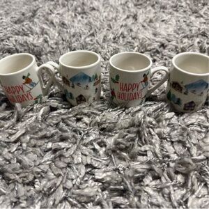 Festive Holiday espresso Mug Set - White Ceramic